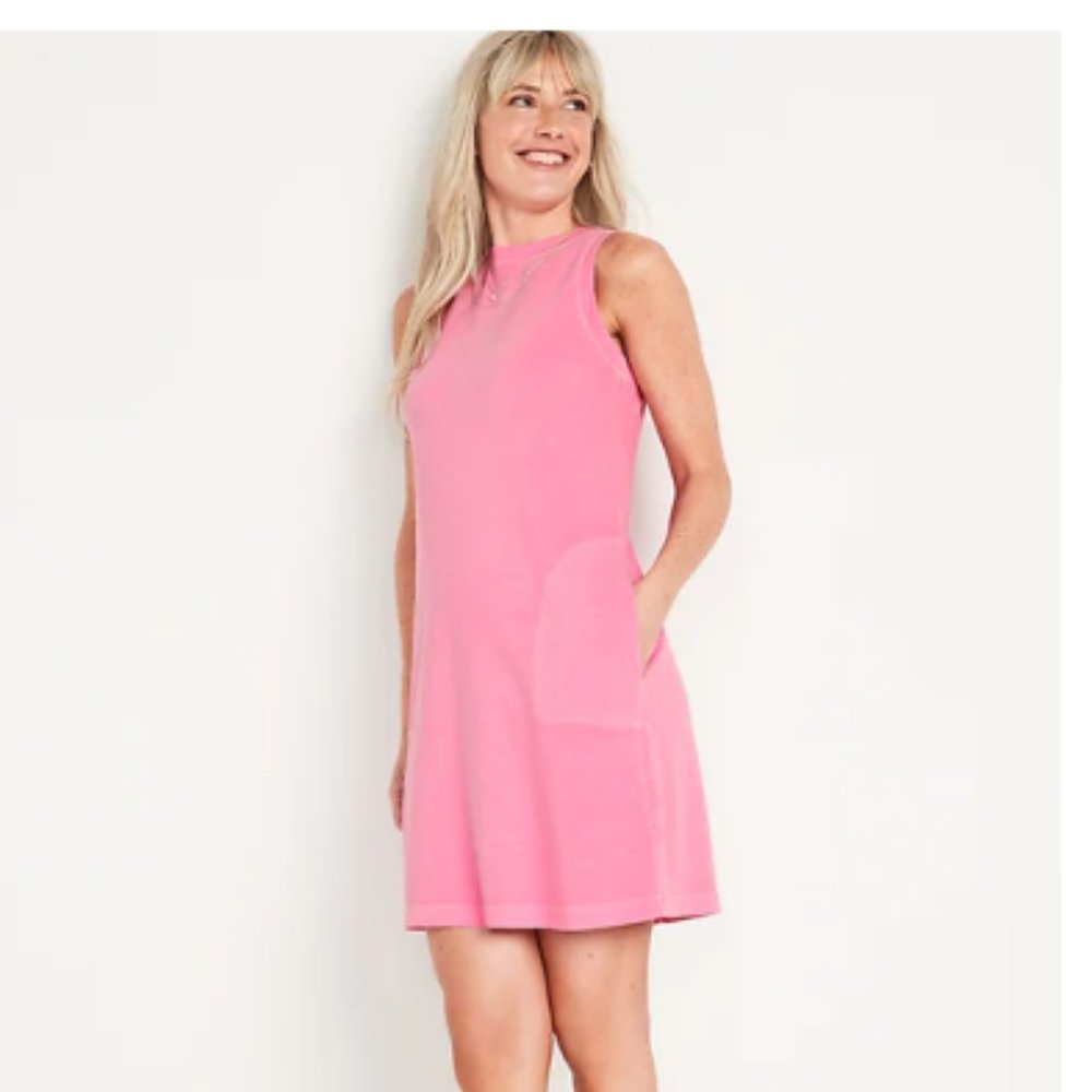 NEW - OLD NAVY Sleeveless Vintage Mini T-Shirt Swing Dress - Pink Medium